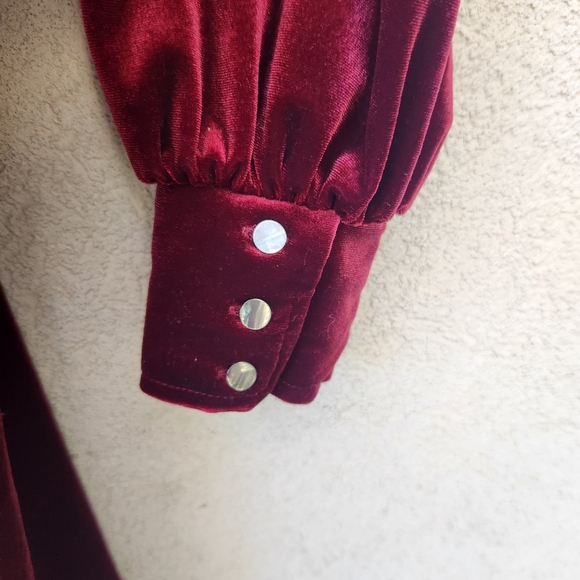 HALOGEN Women’s Dress Extra Small Burgundy Velvet Holiday Whimsigoth - Picture 8 of 11